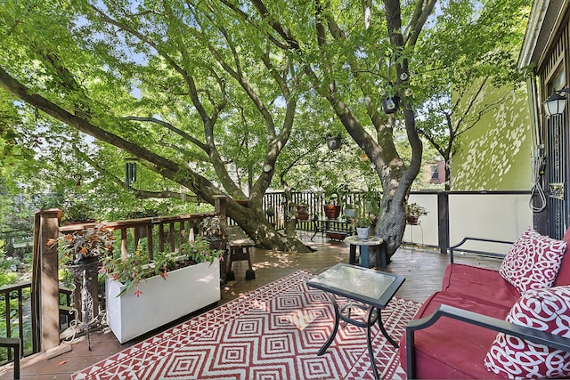 view of patio featuring a wooden deck