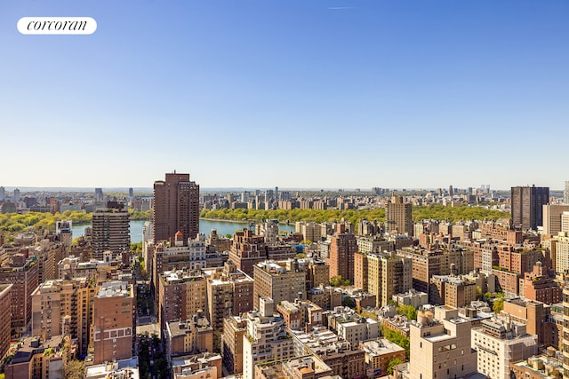 city view with a large body of water