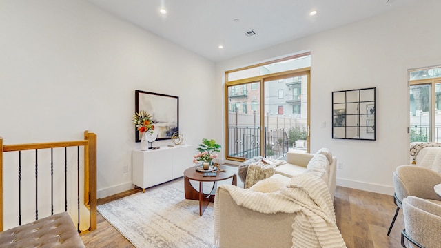 211 Jackson St Unit Garden2, New York City, NY 11211 - living area featuring light wood-style flooring, baseboards, and recessed lighting