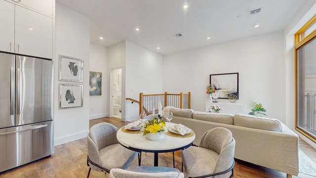 211 Jackson St Unit Garden2, New York City, NY 11211 - dining area featuring light wood-style floors, recessed lighting, and baseboards