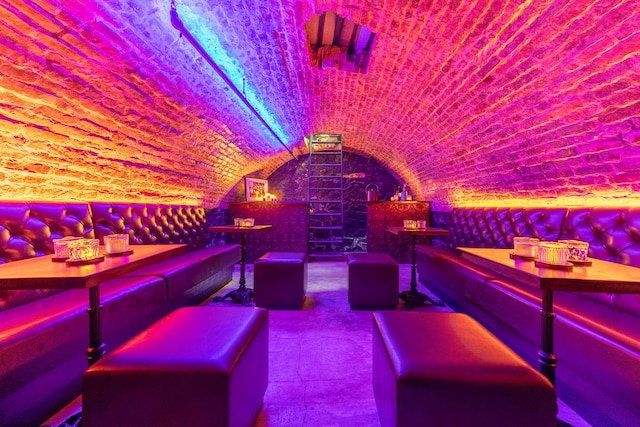 364 Manhattan Ave Unit 1-G, New York City, NY 11211 - wine area with lofted ceiling and brick ceiling