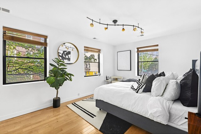 364 Manhattan Ave Unit 1-G, New York City, NY 11211 - bedroom featuring wood finished floors, baseboards, and track lighting