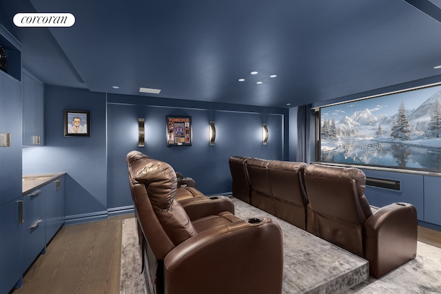 301 E 64th St Unit 7D, New York City, NY 10065 - home theater room with wood finished floors and recessed lighting