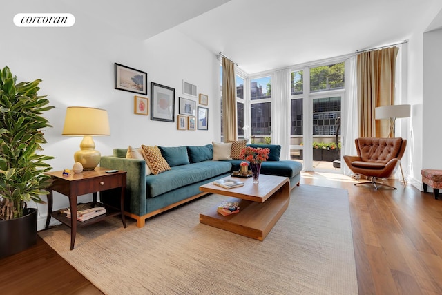 555 W 59th St Unit Th3C, New York City, NY 10019 - living room featuring wood finished floors and expansive windows