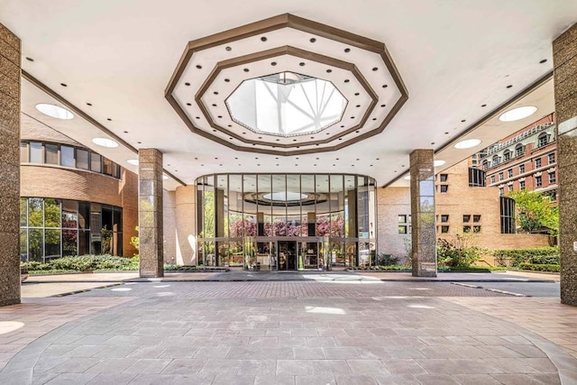 community lobby with recessed lighting