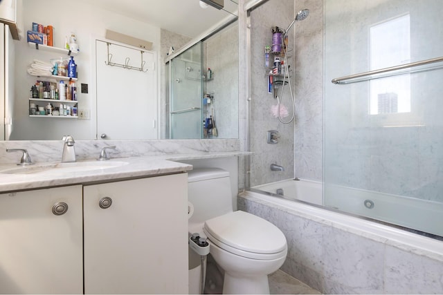 200 E 89th St Unit 27D, New York City, NY 10128 - full bathroom with toilet, tiled shower / bath combo, vanity, and tile patterned flooring