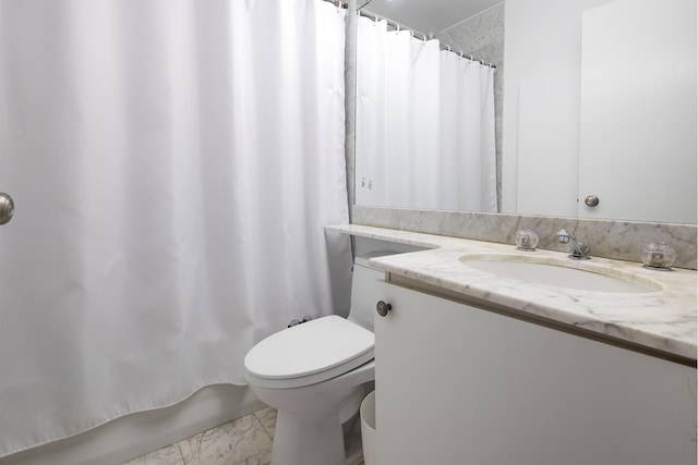 200 E 89th St Unit 27D, New York City, NY 10128 - full bathroom with toilet, vanity, and marble finish floors