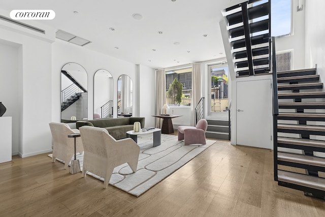46 Lispenard St Ph, Ph, New York City, NY 10013 - living room with stairway and wood finished floors