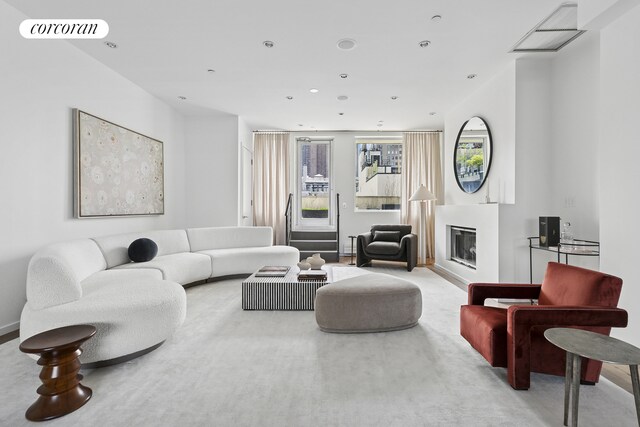 46 Lispenard St Ph, Ph, New York City, NY 10013 - living room featuring a glass covered fireplace and recessed lighting