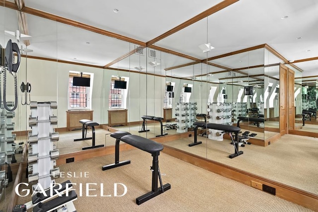 15 Sutton Place, New York City, NY 10022 - gym with plenty of natural light and ornamental molding