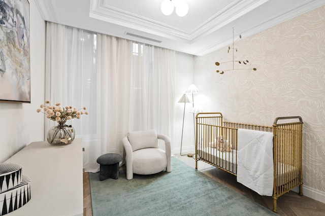 78-29 Austin St Unit Th-1, New York City, NY 11375 - bedroom with ornamental molding and a tray ceiling