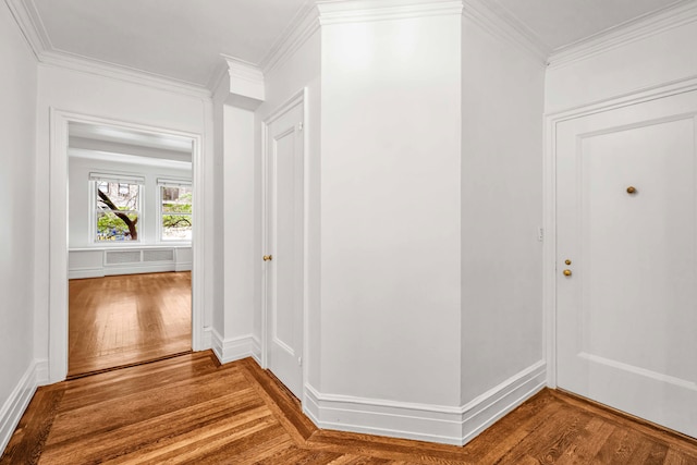 345 E 57th St Unit 2B, New York City, NY 10022 - hall with wood finished floors and crown molding