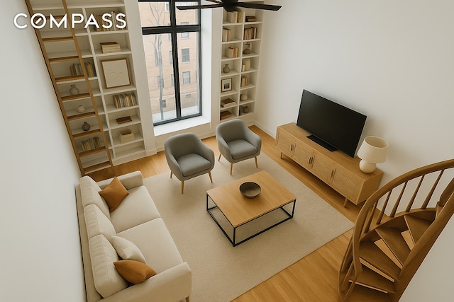 living area with light wood-style flooring