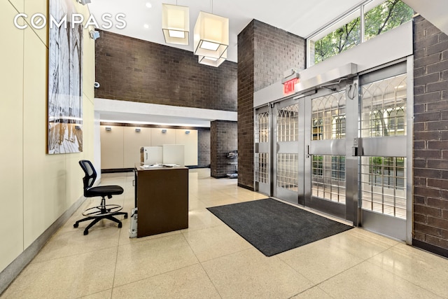 lobby with a high ceiling
