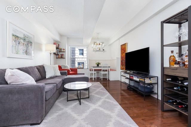 96 Schermerhorn St Unit 2F, New York City, NY 11201 - living room with a chandelier and wood finished floors