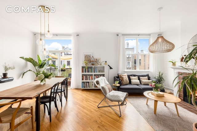 living area featuring wood finished floors