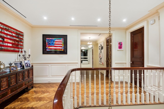 415 E 54th St Unit 25Gg, New York City, NY 10022 - bedroom featuring a decorative wall, crown molding, wainscoting, and recessed lighting