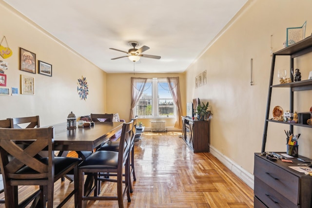 1075 Grand Concourse Unit 4G, New York City, NY 10452 - dining area with a ceiling fan and radiator heating unit