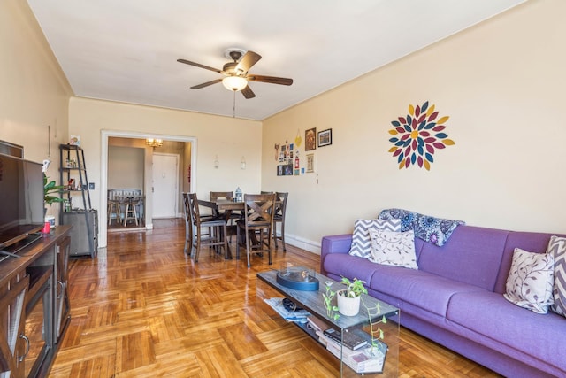 1075 Grand Concourse Unit 4G, New York City, NY 10452 - living room featuring ceiling fan and a chandelier