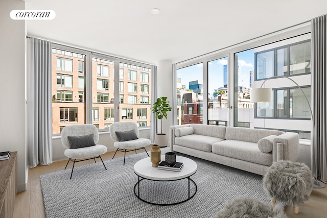450 Washington St Unit 705, New York City, NY 10013 - living area featuring wood finished floors and a view of city