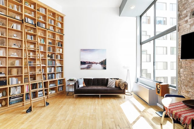 living area featuring hardwood / wood-style floors