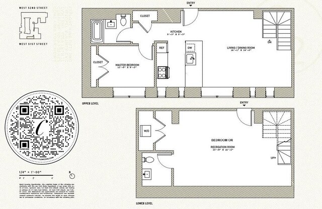 416 W 52nd St Unit Th215, New York City, NY 10019 - view of floor plan / room layout