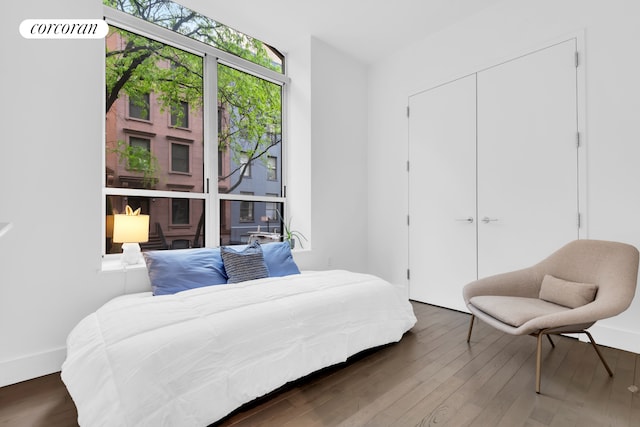 416 W 52nd St Unit Th215, New York City, NY 10019 - bedroom with a closet and wood finished floors