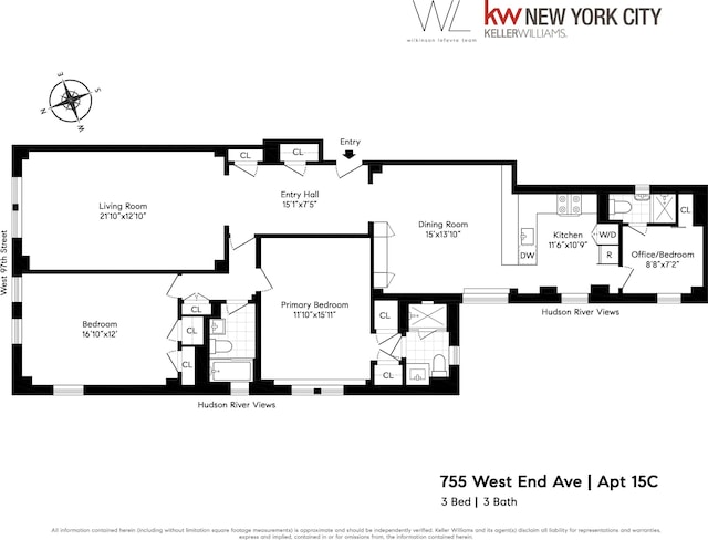 755 W End Ave Unit 15C, New York City, NY 10025 - floor plan / room layout