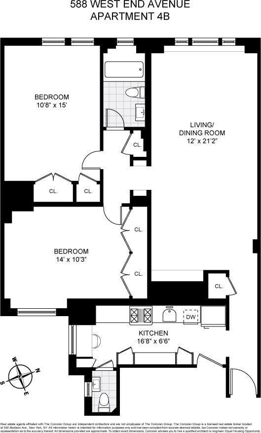 588 W End Ave Unit 4B, New York City, NY 10024 - room layout