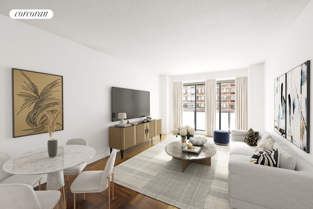 300 E 40th St Unit 10N, New York City, NY 10016 - living area with a textured ceiling