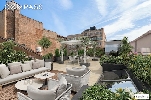 view of patio with outdoor lounge area and outdoor dining space