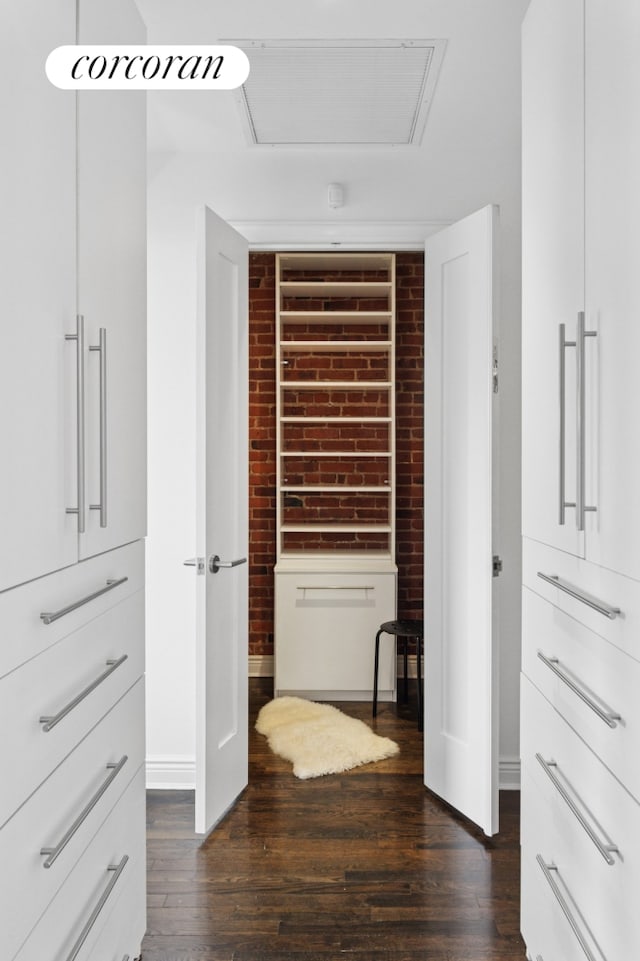 spacious closet featuring dark wood-type flooring