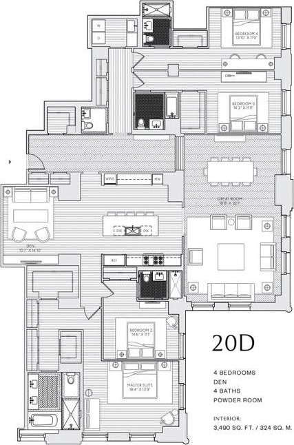 100 Barclay St Unit 20D, New York City, NY 10007 - home floor plan