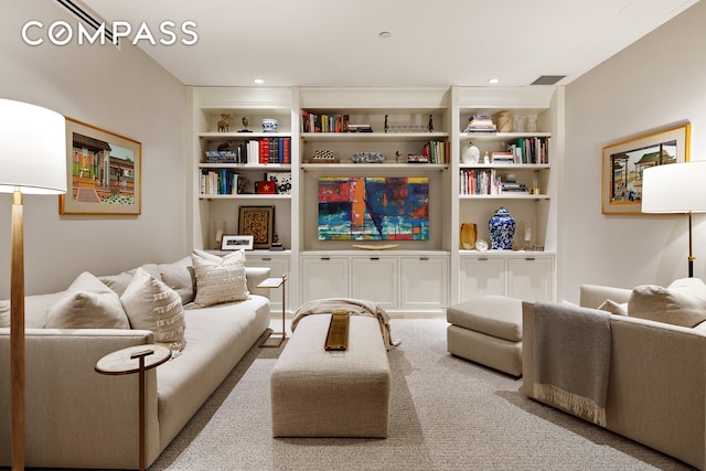 100 Barclay St Unit 20D, New York City, NY 10007 - carpeted living area with built in features