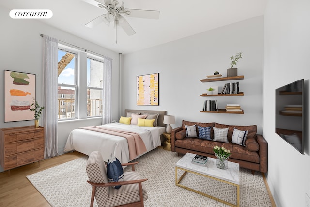 728 41st St Unit 3C, New York City, NY 11232 - bedroom featuring light wood-style flooring and ceiling fan