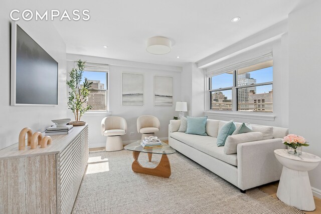 300 E 71st St Unit 17Def, New York City, NY 10021 - living room with baseboards and recessed lighting