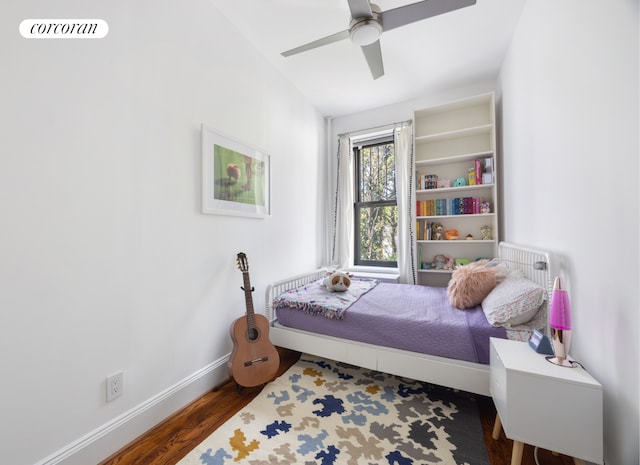 157 Kane St Unit 3, New York City, NY 11231 - bedroom with baseboards, wood finished floors, and a ceiling fan
