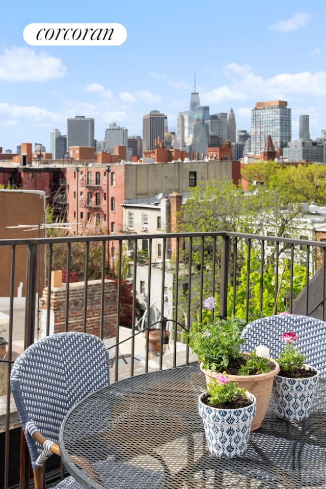 157 Kane St Unit 3, New York City, NY 11231 - balcony with outdoor dining area and a skyline view