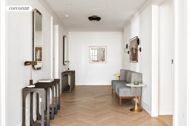 100 Barclay St Unit 20B, New York City, NY 10007 - hallway with baseboards and crown molding