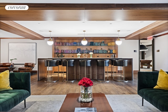 100 Barclay St Unit 20B, New York City, NY 10007 - community bar area featuring wood finished floors and pendant lighting