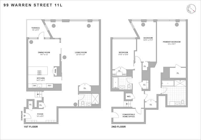 101 Warren St Unit 11L, New York City, NY 10007 - view of floor plan / room layout