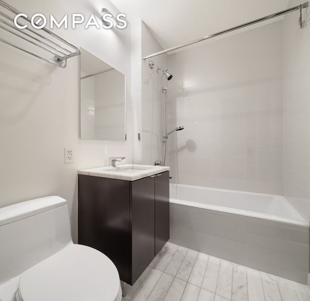 101 Warren St Unit 11L, New York City, NY 10007 - bathroom with toilet, tiled shower / bath, and vanity