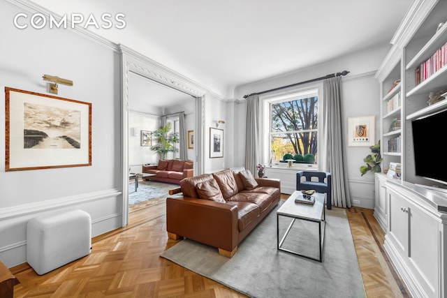 67 Riverside Dr Unit 1A, New York City, NY 10024 - living area featuring built in shelves