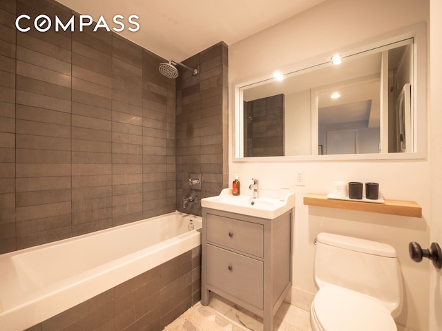 84 Front St Unit 5E, New York City, NY 11201 - full bathroom with toilet, shower / bath combination, and vanity