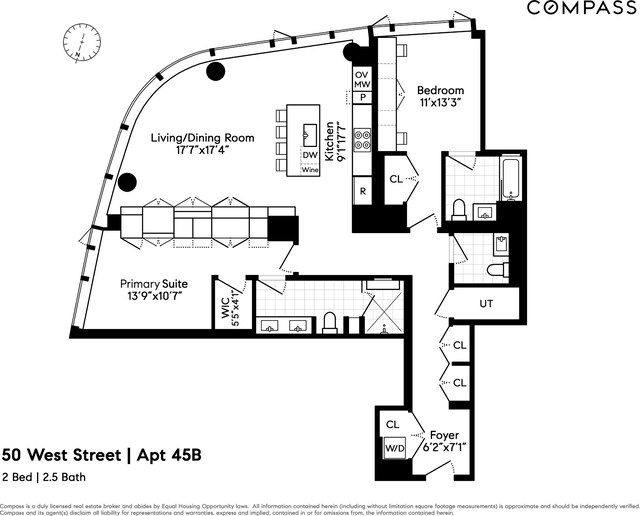 50 W St Unit 45B, New York City, NY 10006 - floor plan / room layout