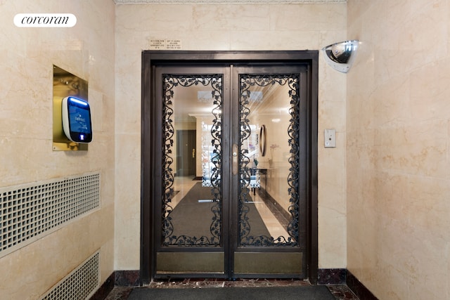 entrance to property with radiator heating unit