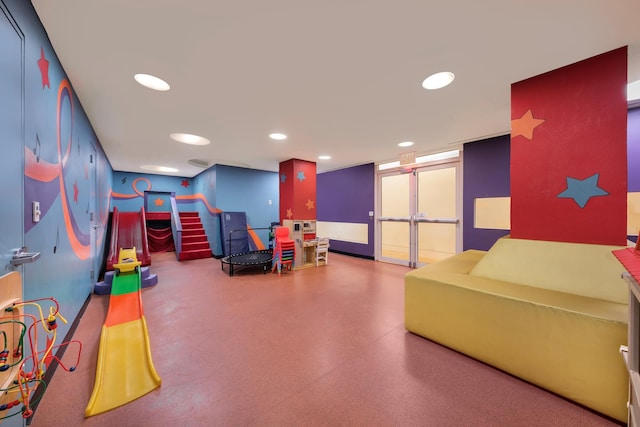 playroom with recessed lighting
