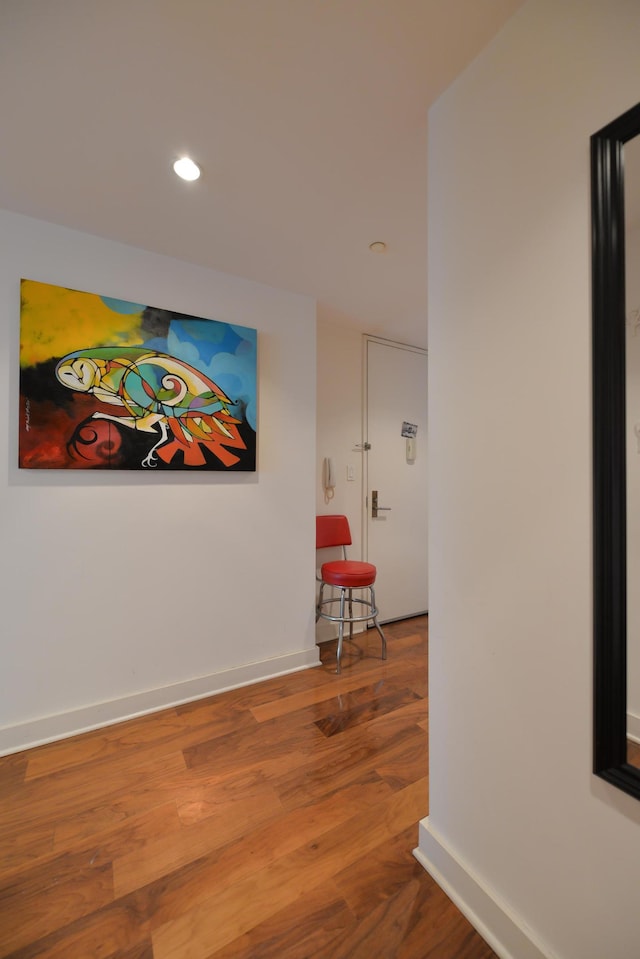 2 Northside Piers Unit 5-U, New York City, NY 11249 - hallway featuring wood finished floors and recessed lighting