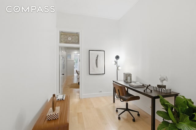 152 N 9th St Unit 1R, New York City, NY 11249 - office area featuring light wood-style flooring and baseboards
