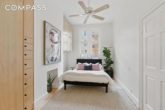 152 N 9th St Unit 1R, New York City, NY 11249 - bedroom with baseboards and ceiling fan